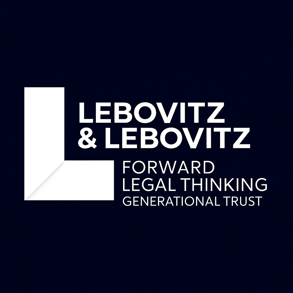 Lebovitz & Lebovitz logo with tagline – Forward Legal Thinking, Generational Trust
