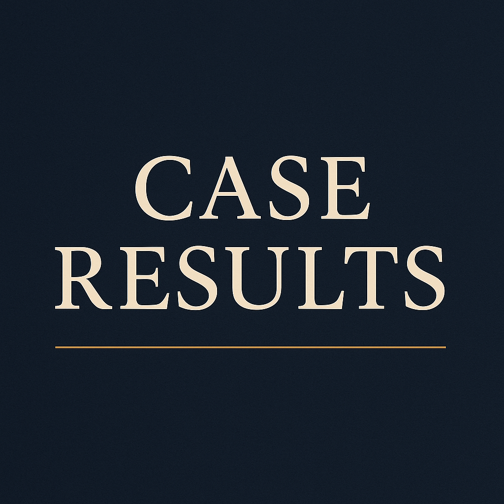 Lebovitz & Lebovitz Case Results banner with serif text on dark background